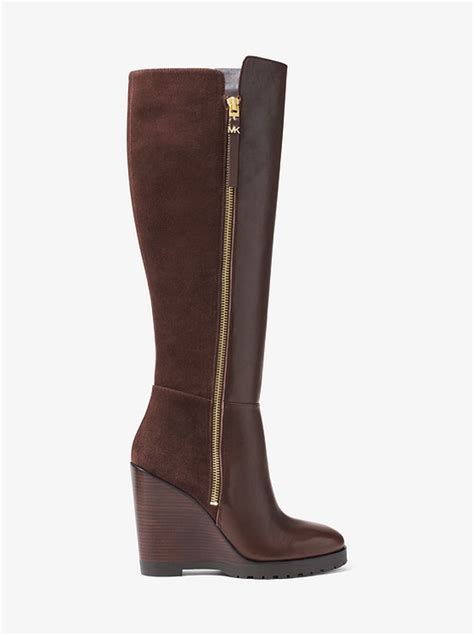 michael kors suede wedge boots